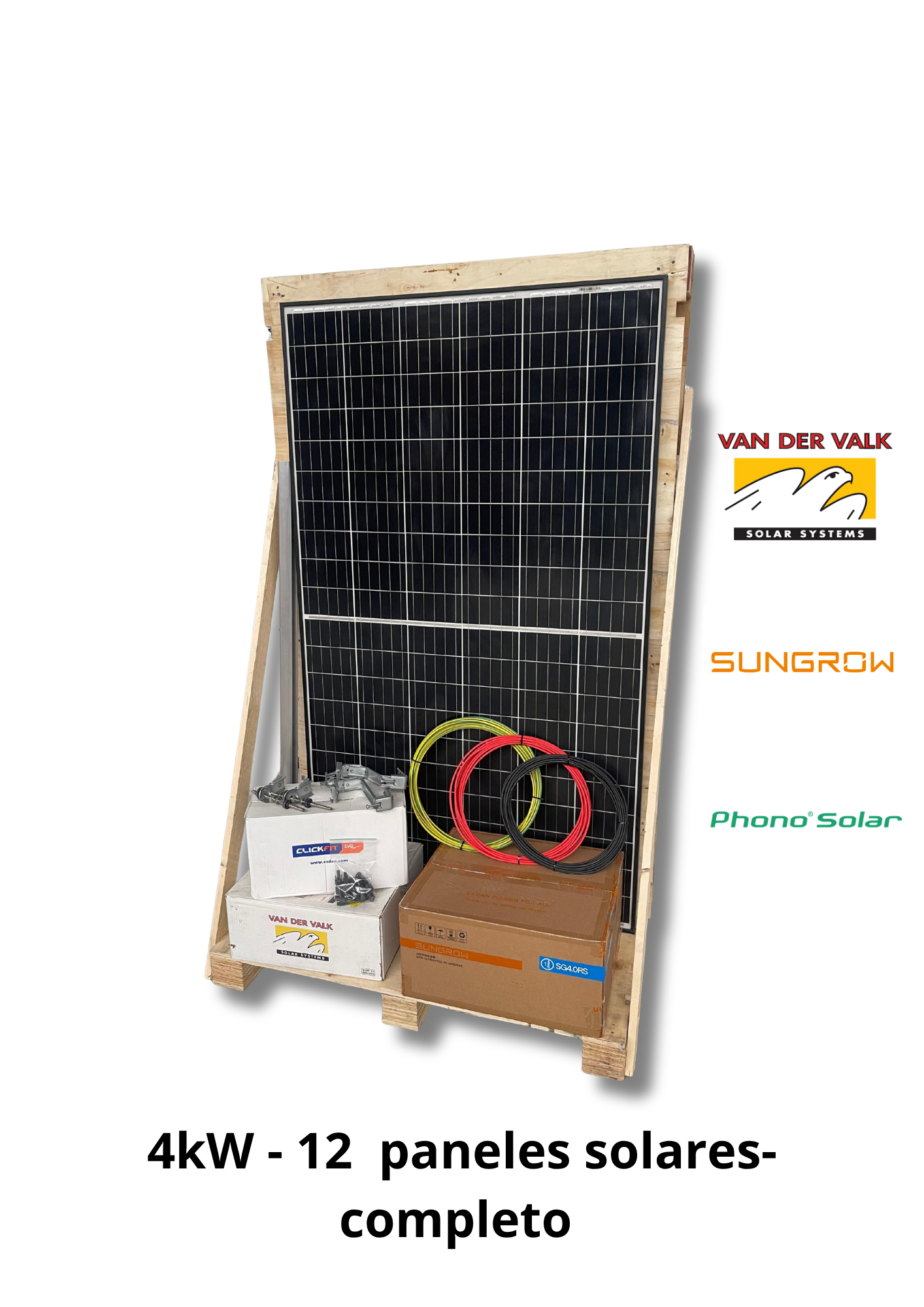 Complete installation - 12 solar panels - 4kW - one phase